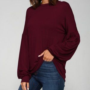 Wine & Dine Balloon Sleeve Top